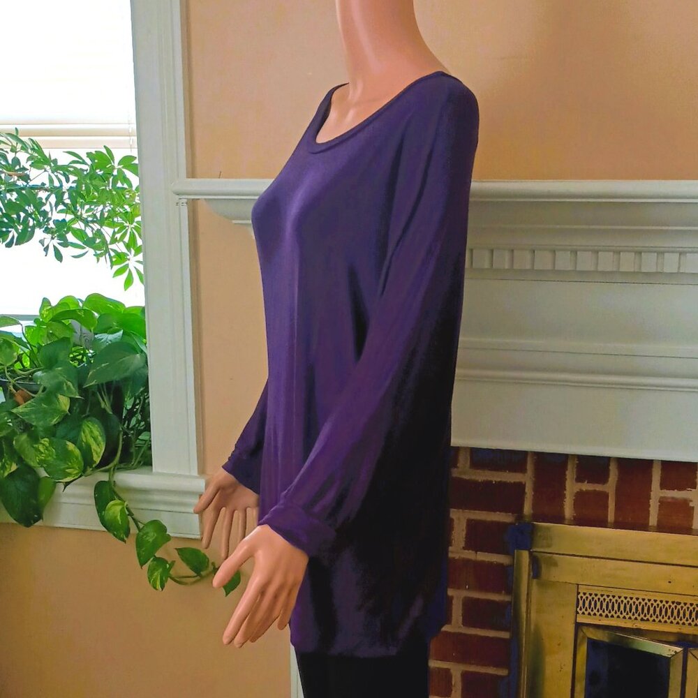 Honeyme Purple Batwing Sleeve Top L Loose Fit Tunic